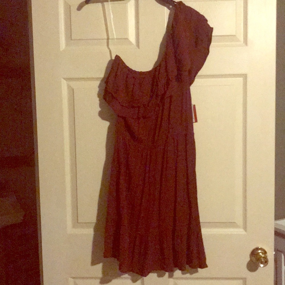 Marron One Shoulder Dress NWT